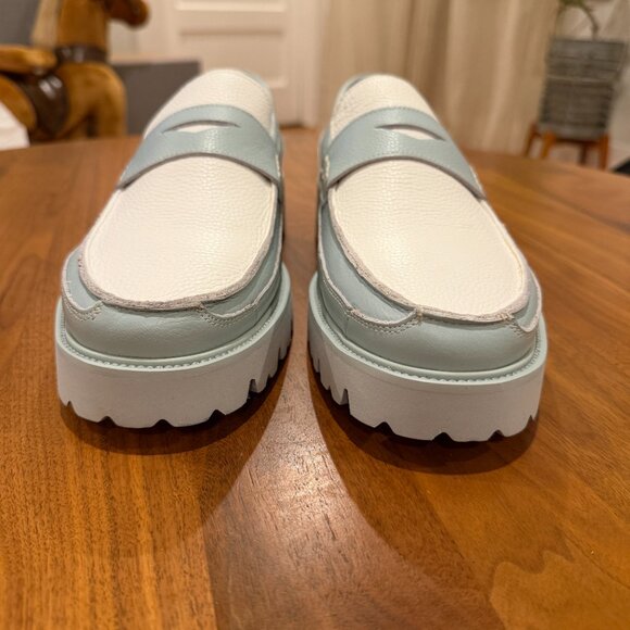 Men\'s Adler Light Blue Leather Lug Penny Loafers main image 8